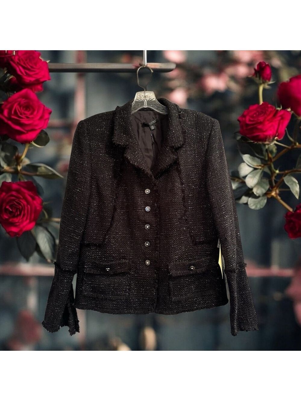 Pamela Dennis Couture Blazer Womens 16 Sparkling Black w/ Fancy Buttons NWT